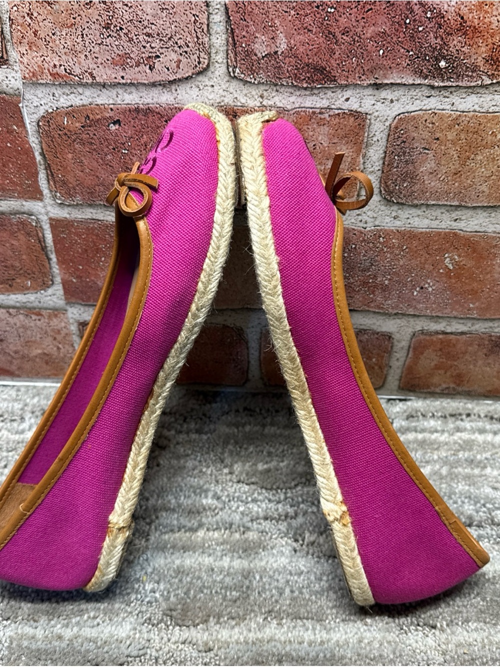 Coach Darcelle Signature Espadrille Ballet Flats 10Pink Fuchsia Canvas Bow Spain - Picture 6 of 12